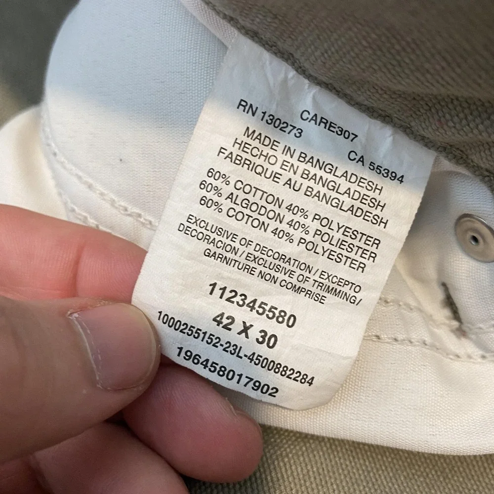 Wrangler RIGGS Workwear Pants Mens 42x30 Olive Canvas Carpenter Relaxed Fit